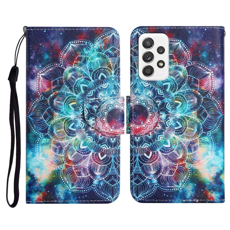 Custodia in pelle flip orizzontale con motivo dipinto con supporto, slot per schede e portafoglio, For Samsung Galaxy A52 5G / 4G