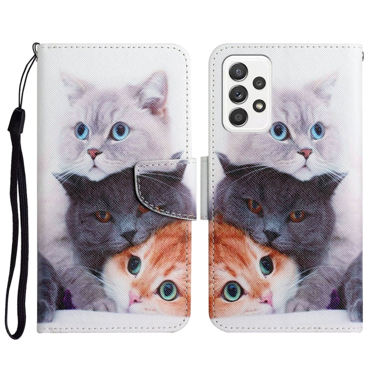 Custodia in pelle flip orizzontale con motivo dipinto con supporto, slot per schede e portafoglio, For Samsung Galaxy A52 5G / 4G
