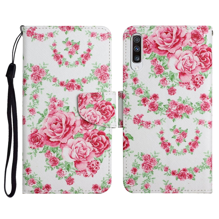 Custodia in pelle flip orizzontale con motivo dipinto con supporto, slot per schede e portafoglio, For Samsung Galaxy A70