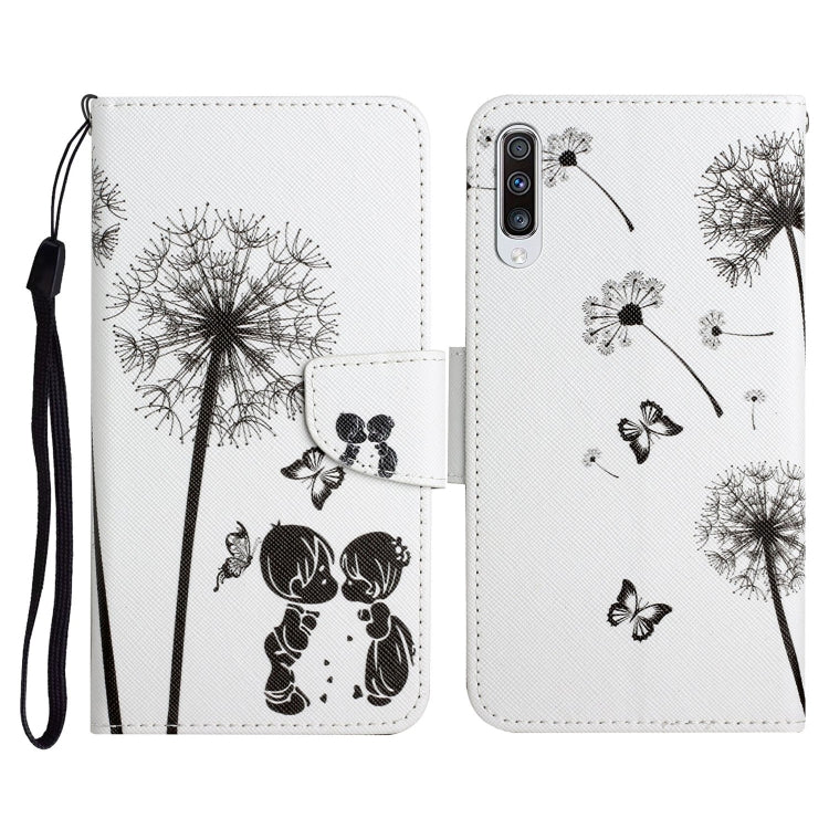 Custodia in pelle flip orizzontale con motivo dipinto con supporto, slot per schede e portafoglio, For Samsung Galaxy A70