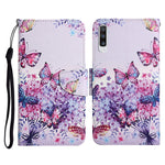 Custodia in pelle flip orizzontale con motivo dipinto con supporto, slot per schede e portafoglio, For Samsung Galaxy A70