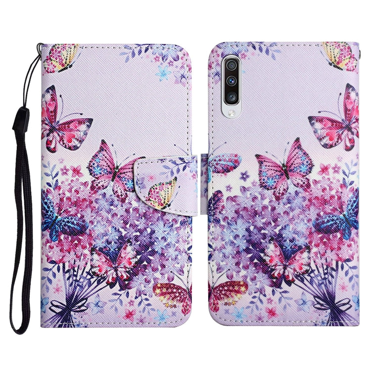 Custodia in pelle flip orizzontale con motivo dipinto con supporto, slot per schede e portafoglio, For Samsung Galaxy A70