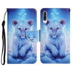 Custodia in pelle flip orizzontale con motivo dipinto con supporto, slot per schede e portafoglio, For Samsung Galaxy A70