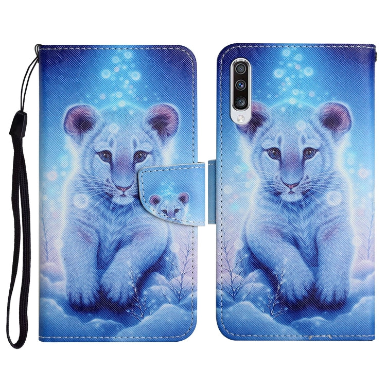 Custodia in pelle flip orizzontale con motivo dipinto con supporto, slot per schede e portafoglio, For Samsung Galaxy A70