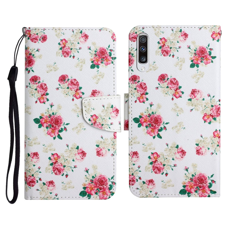 Custodia in pelle flip orizzontale con motivo dipinto con supporto, slot per schede e portafoglio, For Samsung Galaxy A70
