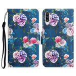 Custodia in pelle flip orizzontale con motivo dipinto con supporto, slot per schede e portafoglio, For Samsung Galaxy A70