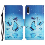 Custodia in pelle flip orizzontale con motivo dipinto con supporto, slot per schede e portafoglio, For Samsung Galaxy A70