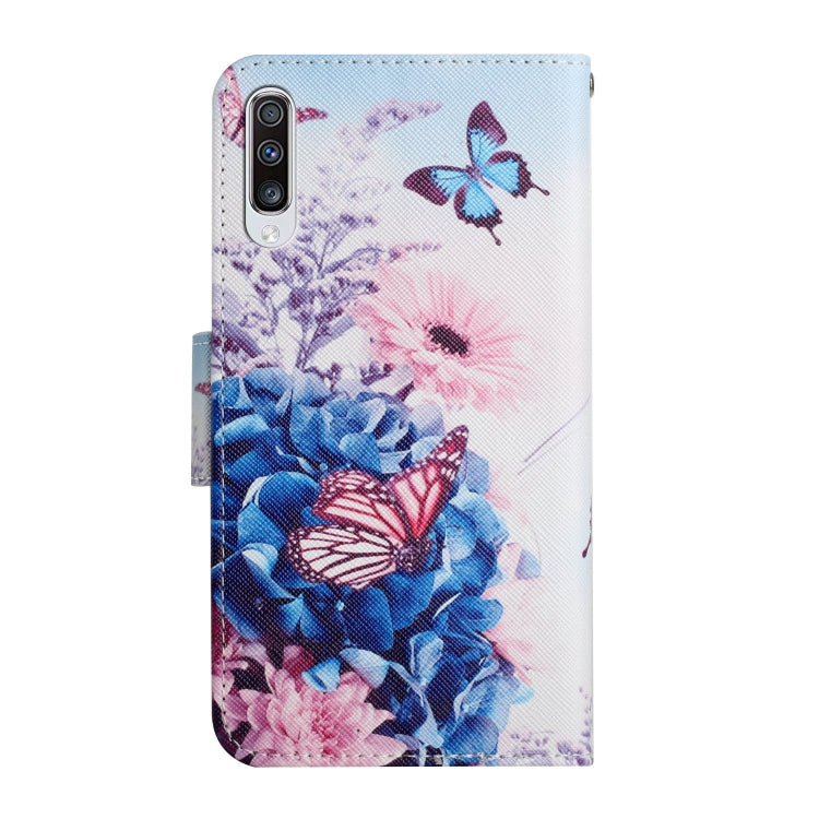 Custodia in pelle flip orizzontale con motivo dipinto con supporto, slot per schede e portafoglio, For Samsung Galaxy A70