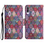 Custodia in pelle flip orizzontale con motivo dipinto con supporto, slot per schede e portafoglio, For Samsung Galaxy A70