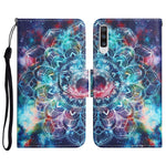 Custodia in pelle flip orizzontale con motivo dipinto con supporto, slot per schede e portafoglio, For Samsung Galaxy A70