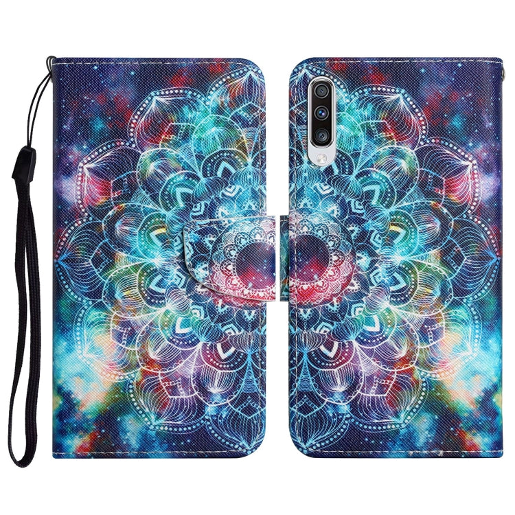 Custodia in pelle flip orizzontale con motivo dipinto con supporto, slot per schede e portafoglio, For Samsung Galaxy A70