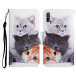 Custodia in pelle flip orizzontale con motivo dipinto con supporto, slot per schede e portafoglio, For Samsung Galaxy A70