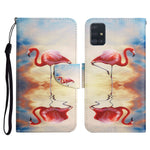 Custodia in pelle flip orizzontale con motivo dipinto con supporto, slot per schede e portafoglio, For Samsung Galaxy A71