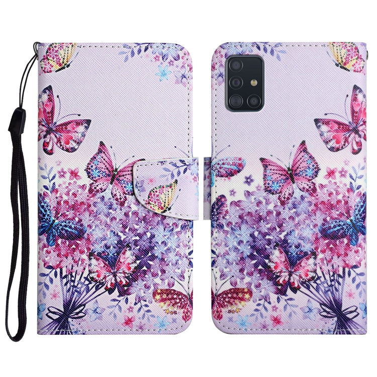 Custodia in pelle flip orizzontale con motivo dipinto con supporto, slot per schede e portafoglio, For Samsung Galaxy A71
