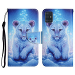 Custodia in pelle flip orizzontale con motivo dipinto con supporto, slot per schede e portafoglio, For Samsung Galaxy A71
