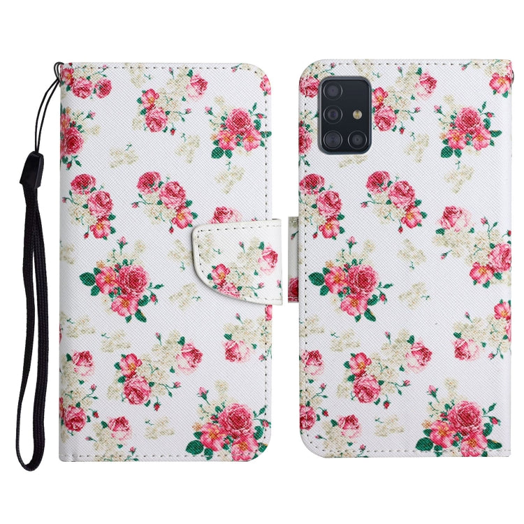 Custodia in pelle flip orizzontale con motivo dipinto con supporto, slot per schede e portafoglio, For Samsung Galaxy A71