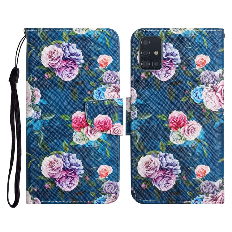 Custodia in pelle flip orizzontale con motivo dipinto con supporto, slot per schede e portafoglio, For Samsung Galaxy A71