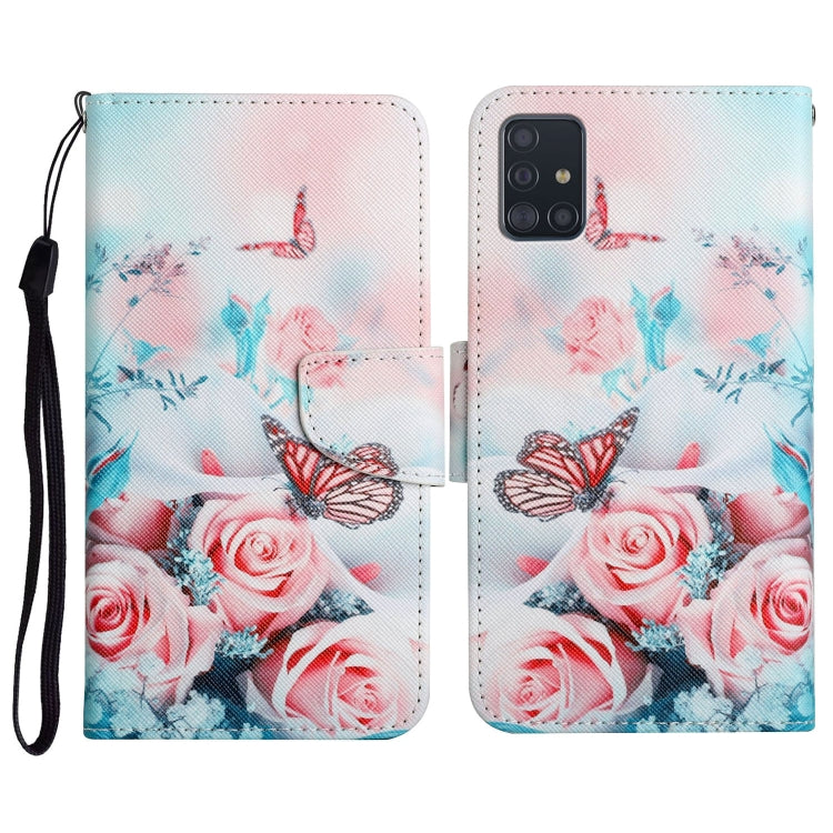 Custodia in pelle flip orizzontale con motivo dipinto con supporto, slot per schede e portafoglio, For Samsung Galaxy A71