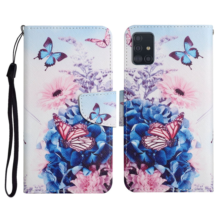 Custodia in pelle flip orizzontale con motivo dipinto con supporto, slot per schede e portafoglio, For Samsung Galaxy A71