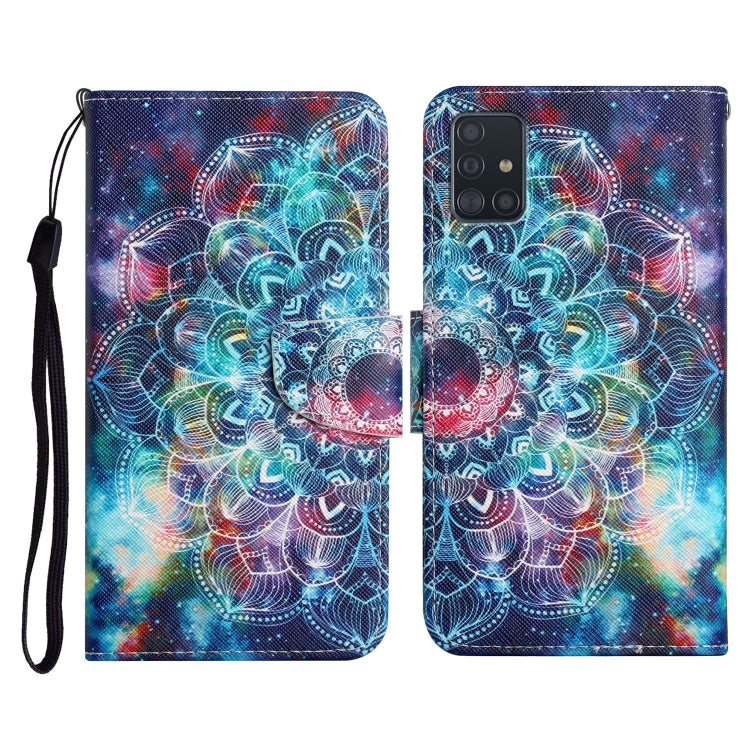 Custodia in pelle flip orizzontale con motivo dipinto con supporto, slot per schede e portafoglio, For Samsung Galaxy A71