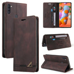 Custodia in pelle a vibrazione orizzontale con spazzola antifurto Skin Feel con supporto, slot per carte e portafoglio, For Samsung Galaxy A11 EU Version, For Samsung Galaxy A12, For Samsung Galaxy A20 / A30, For Samsung Galaxy A20e                    ...
