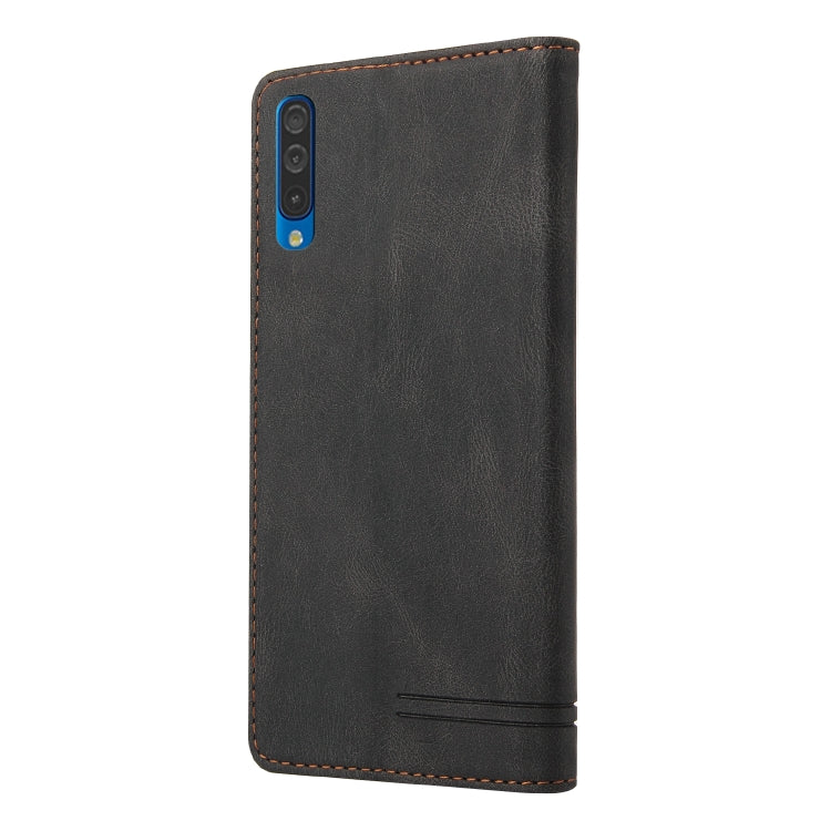 Custodia in pelle a vibrazione orizzontale con spazzola antifurto Skin Feel con supporto, slot per carte e portafoglio, For Samsung Galaxy A70
