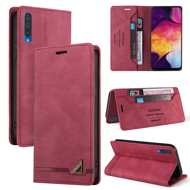 Custodia in pelle a vibrazione orizzontale con spazzola antifurto Skin Feel con supporto, slot per carte e portafoglio, For Samsung Galaxy A70