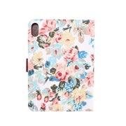 Custodia in pelle a ribalta orizzontale con motivo a fiori in tessuto con funzione Sleep / Wake-up e supporto e slot per carte e portafoglio, For iPad mini 6 / mini 2024