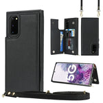 Borsa a tracolla con doppia fibbia quadrata a tracolla Custodia in TPU + PU con slot per schede e portafoglio, foto e cinturino, For Samsung Galaxy Note20, For Samsung Galaxy Note20 Ultra, For Samsung Galaxy S20, For Samsung Galaxy S20 Ultra