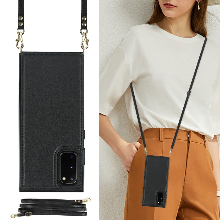 Borsa a tracolla con doppia fibbia quadrata a tracolla Custodia in TPU + PU con slot per schede e portafoglio, foto e cinturino, For Samsung Galaxy Note20, For Samsung Galaxy Note20 Ultra, For Samsung Galaxy S20, For Samsung Galaxy S20 Ultra