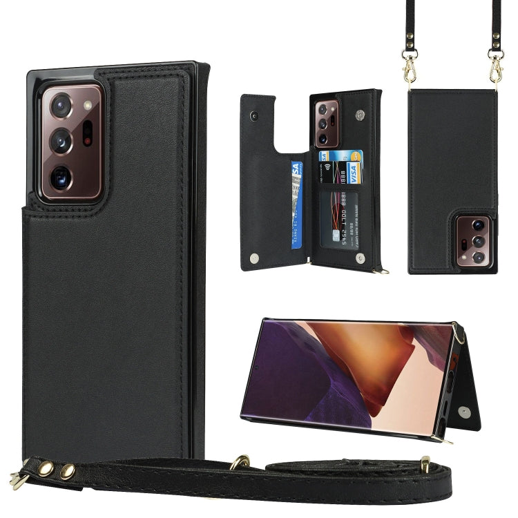 Borsa a tracolla con doppia fibbia quadrata a tracolla Custodia in TPU + PU con slot per schede e portafoglio, foto e cinturino, For Samsung Galaxy Note20, For Samsung Galaxy Note20 Ultra, For Samsung Galaxy S20, For Samsung Galaxy S20 Ultra