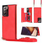 Borsa a tracolla con doppia fibbia quadrata a tracolla Custodia in TPU + PU con slot per schede e portafoglio, foto e cinturino, For Samsung Galaxy Note20, For Samsung Galaxy Note20 Ultra, For Samsung Galaxy S20, For Samsung Galaxy S20 Ultra