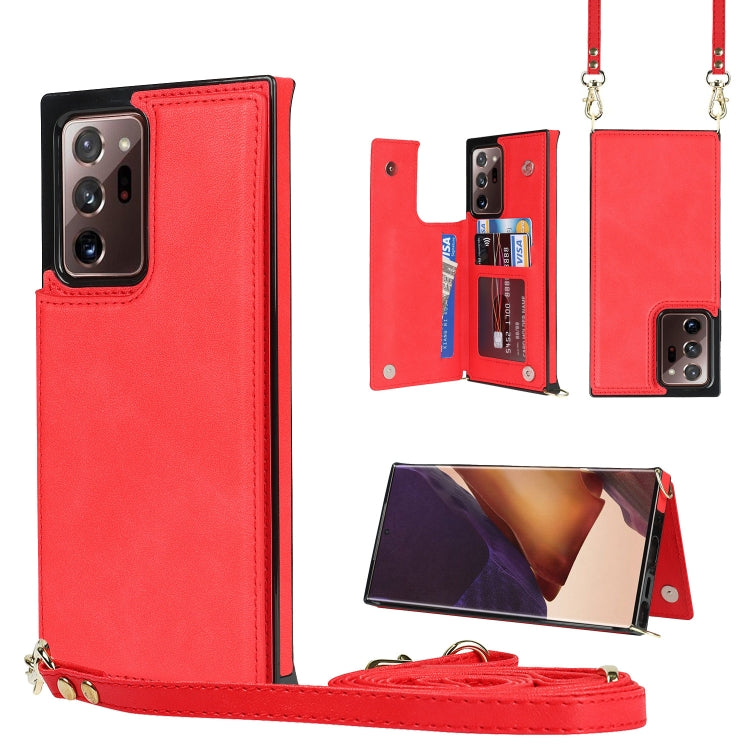 Borsa a tracolla con doppia fibbia quadrata a tracolla Custodia in TPU + PU con slot per schede e portafoglio, foto e cinturino, For Samsung Galaxy Note20, For Samsung Galaxy Note20 Ultra, For Samsung Galaxy S20, For Samsung Galaxy S20 Ultra