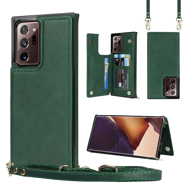 Borsa a tracolla con doppia fibbia quadrata a tracolla Custodia in TPU + PU con slot per schede e portafoglio, foto e cinturino, For Samsung Galaxy Note20, For Samsung Galaxy Note20 Ultra, For Samsung Galaxy S20, For Samsung Galaxy S20 Ultra