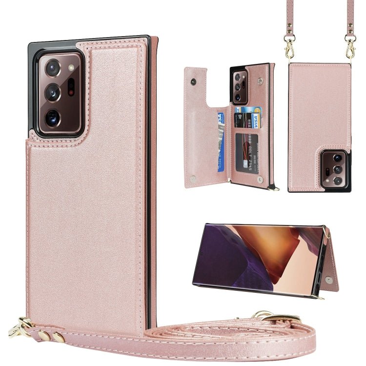Borsa a tracolla con doppia fibbia quadrata a tracolla Custodia in TPU + PU con slot per schede e portafoglio, foto e cinturino, For Samsung Galaxy Note20, For Samsung Galaxy Note20 Ultra, For Samsung Galaxy S20, For Samsung Galaxy S20 Ultra
