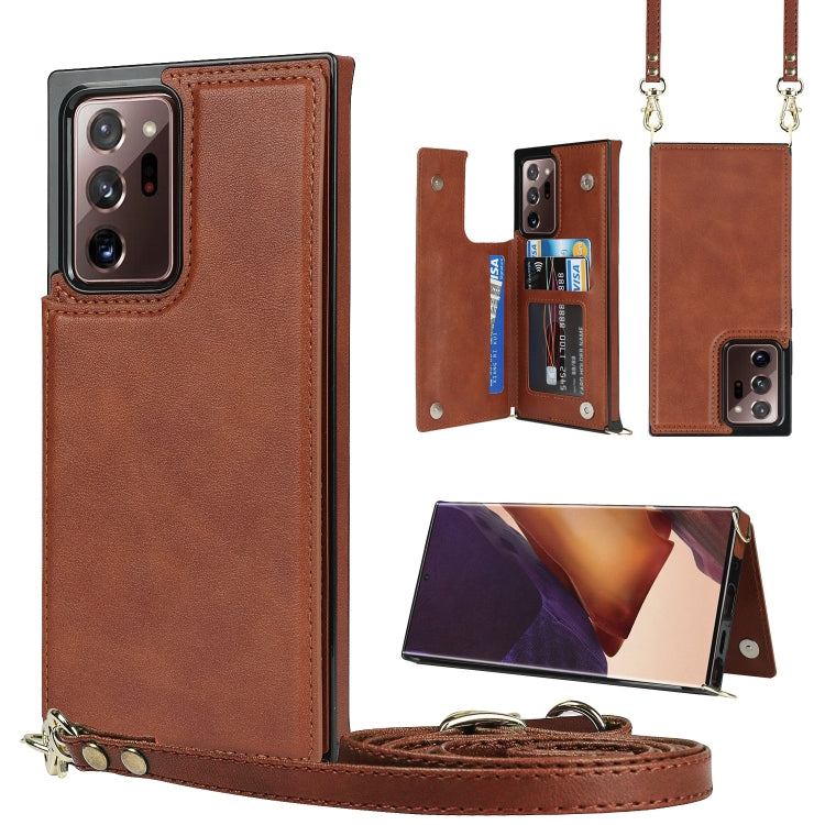 Borsa a tracolla con doppia fibbia quadrata a tracolla Custodia in TPU + PU con slot per schede e portafoglio, foto e cinturino, For Samsung Galaxy Note20, For Samsung Galaxy Note20 Ultra, For Samsung Galaxy S20, For Samsung Galaxy S20 Ultra