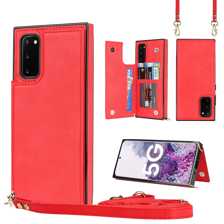 Borsa a tracolla con doppia fibbia quadrata a tracolla Custodia in TPU + PU con slot per schede e portafoglio, foto e cinturino, For Samsung Galaxy Note20, For Samsung Galaxy Note20 Ultra, For Samsung Galaxy S20, For Samsung Galaxy S20 Ultra