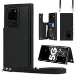 Borsa a tracolla con doppia fibbia quadrata a tracolla Custodia in TPU + PU con slot per schede e portafoglio, foto e cinturino, For Samsung Galaxy Note20, For Samsung Galaxy Note20 Ultra, For Samsung Galaxy S20, For Samsung Galaxy S20 Ultra