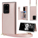 Borsa a tracolla con doppia fibbia quadrata a tracolla Custodia in TPU + PU con slot per schede e portafoglio, foto e cinturino, For Samsung Galaxy Note20, For Samsung Galaxy Note20 Ultra, For Samsung Galaxy S20, For Samsung Galaxy S20 Ultra