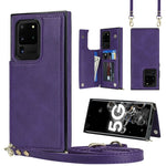 Borsa a tracolla con doppia fibbia quadrata a tracolla Custodia in TPU + PU con slot per schede e portafoglio, foto e cinturino, For Samsung Galaxy Note20, For Samsung Galaxy Note20 Ultra, For Samsung Galaxy S20, For Samsung Galaxy S20 Ultra