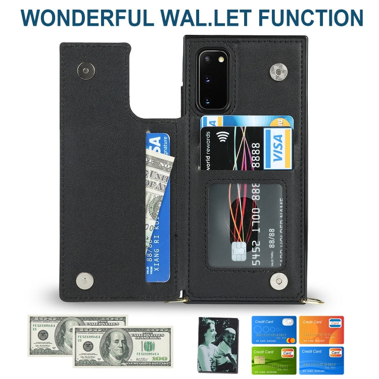 Borsa a tracolla con doppia fibbia quadrata a tracolla Custodia in TPU + PU con slot per schede e portafoglio, foto e cinturino, For Samsung Galaxy S20 FE, For Samsung Galaxy S20+, For Samsung Galaxy S21 5G, For Samsung Galaxy S21 Ultra 5G