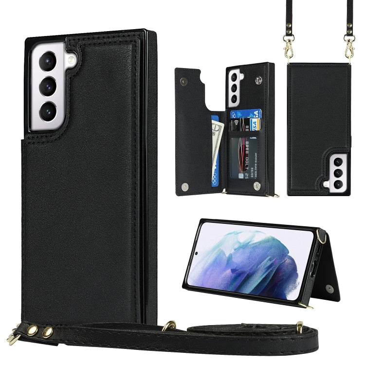 Borsa a tracolla con doppia fibbia quadrata a tracolla Custodia in TPU + PU con slot per schede e portafoglio, foto e cinturino, For Samsung Galaxy S20 FE, For Samsung Galaxy S20+, For Samsung Galaxy S21 5G, For Samsung Galaxy S21 Ultra 5G