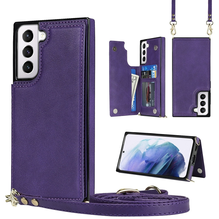 Borsa a tracolla con doppia fibbia quadrata a tracolla Custodia in TPU + PU con slot per schede e portafoglio, foto e cinturino, For Samsung Galaxy S20 FE, For Samsung Galaxy S20+, For Samsung Galaxy S21 5G, For Samsung Galaxy S21 Ultra 5G