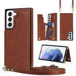 Borsa a tracolla con doppia fibbia quadrata a tracolla Custodia in TPU + PU con slot per schede e portafoglio, foto e cinturino, For Samsung Galaxy S20 FE, For Samsung Galaxy S20+, For Samsung Galaxy S21 5G, For Samsung Galaxy S21 Ultra 5G