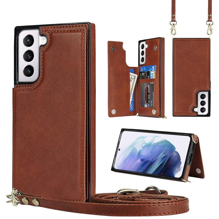 Borsa a tracolla con doppia fibbia quadrata a tracolla Custodia in TPU + PU con slot per schede e portafoglio, foto e cinturino, For Samsung Galaxy S20 FE, For Samsung Galaxy S20+, For Samsung Galaxy S21 5G, For Samsung Galaxy S21 Ultra 5G