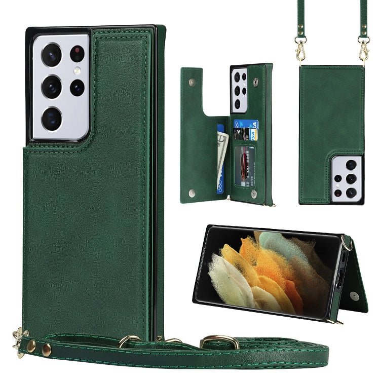Borsa a tracolla con doppia fibbia quadrata a tracolla Custodia in TPU + PU con slot per schede e portafoglio, foto e cinturino, For Samsung Galaxy S20 FE, For Samsung Galaxy S20+, For Samsung Galaxy S21 5G, For Samsung Galaxy S21 Ultra 5G