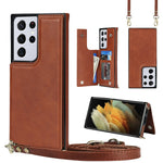 Borsa a tracolla con doppia fibbia quadrata a tracolla Custodia in TPU + PU con slot per schede e portafoglio, foto e cinturino, For Samsung Galaxy S20 FE, For Samsung Galaxy S20+, For Samsung Galaxy S21 5G, For Samsung Galaxy S21 Ultra 5G