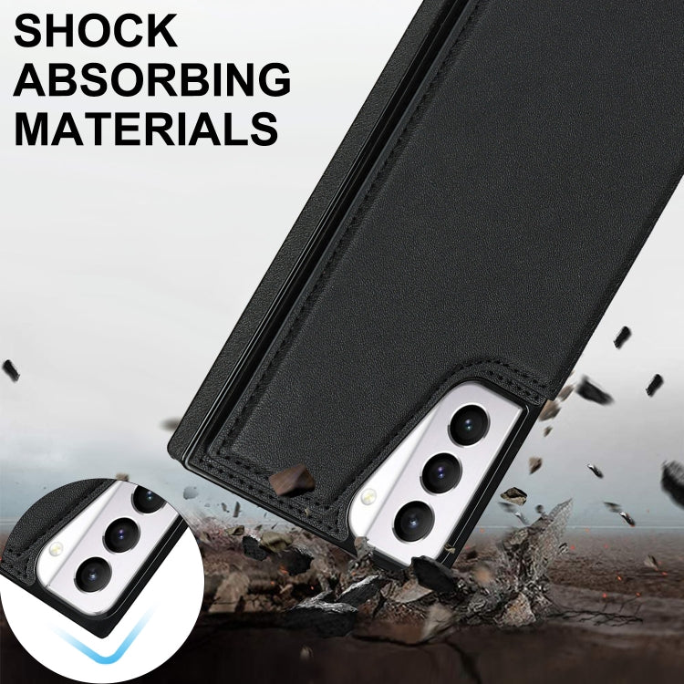 Borsa a tracolla con doppia fibbia quadrata a tracolla Custodia in TPU + PU con slot per schede e portafoglio, foto e cinturino, For Samsung Galaxy S21+ 5G
