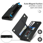 Borsa a tracolla con doppia fibbia quadrata a tracolla Custodia in TPU + PU con slot per schede e portafoglio, foto e cinturino, For Samsung Galaxy S21+ 5G