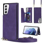 Borsa a tracolla con doppia fibbia quadrata a tracolla Custodia in TPU + PU con slot per schede e portafoglio, foto e cinturino, For Samsung Galaxy S21+ 5G